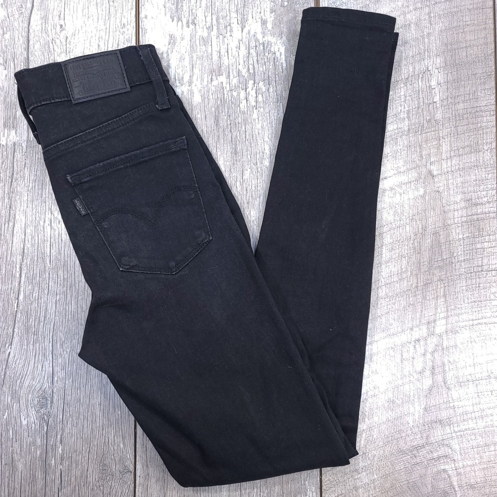 Levi's 720 High Rise Super Skinny Jeans Women Size 24 Black Stretch Denim